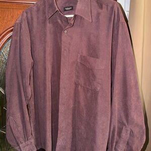 Van Heusen 16.5 Mauve Suede-Look Button-Up Shirt. (034)